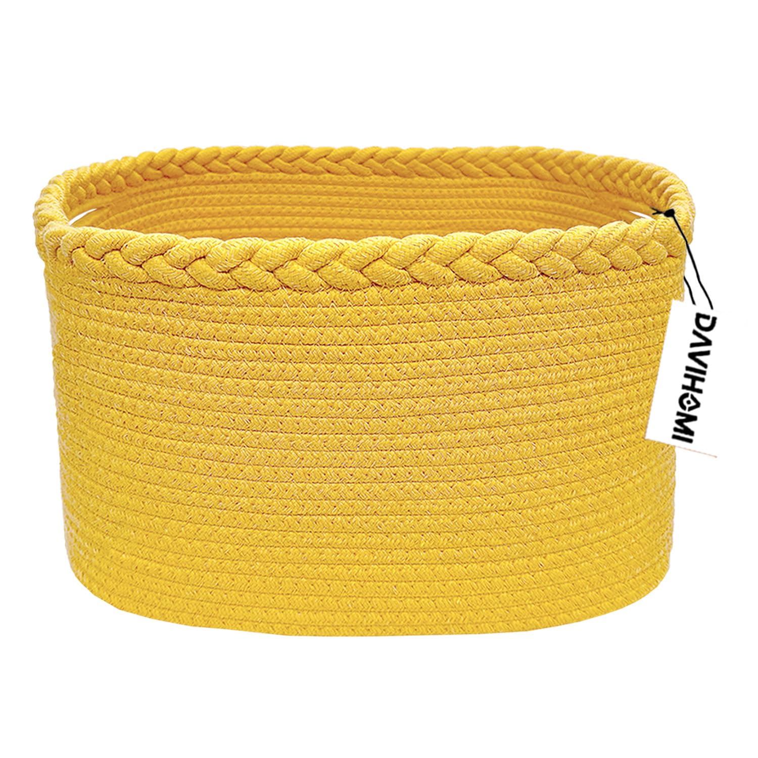 DAVIHOMI Rectangular Woven Cotton Rope Basket for Storage, Gift Baskets for Handles, Cloth Storage Baskets for Organizing-13.5'